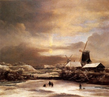 Ruisdael Jacob Issaksz Genre Van Winter Paysage Genre Pieter de Hooch Peinture à l'huile